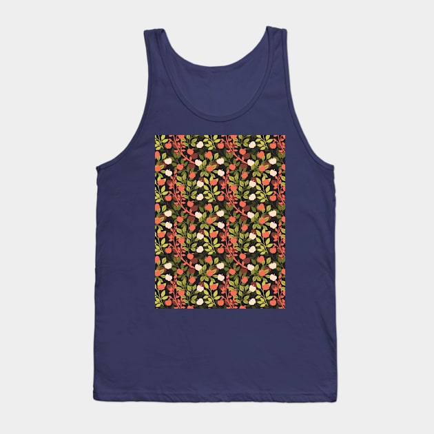 Night Apple Orchard Floral Garden Pattern Tank Top by FlinArt